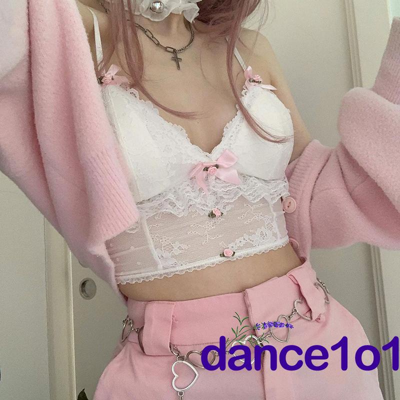 ZB Áo sát nách đính nơ phối ren cho nữ