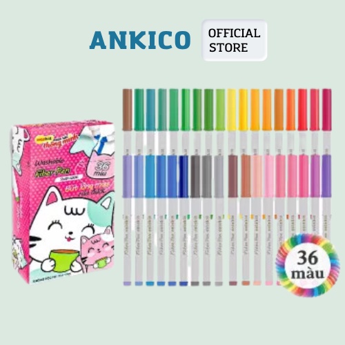 Bút lông 36  màu Pastel Fiber Pen Thiên Long Colokit SWM-C006 - Bút lông màu viết nét thanh nét đậm cực đẹp ANKICO