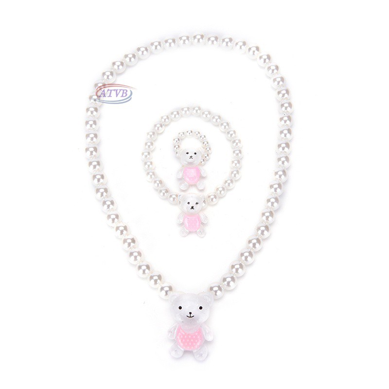 Bộ dây chuyền , vòng tay và nhẫn đính ngọc trai xinh xắn cho bé gái