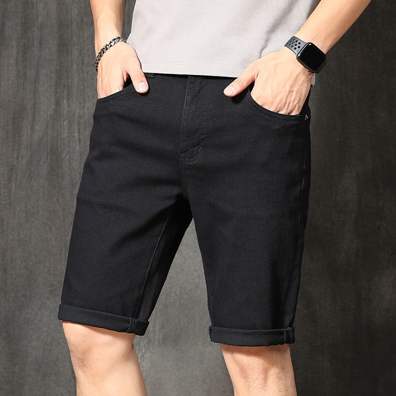 Quần Short Jeans Nam Đen Trơn Co Giãn Cao Cấp SZone SQ610