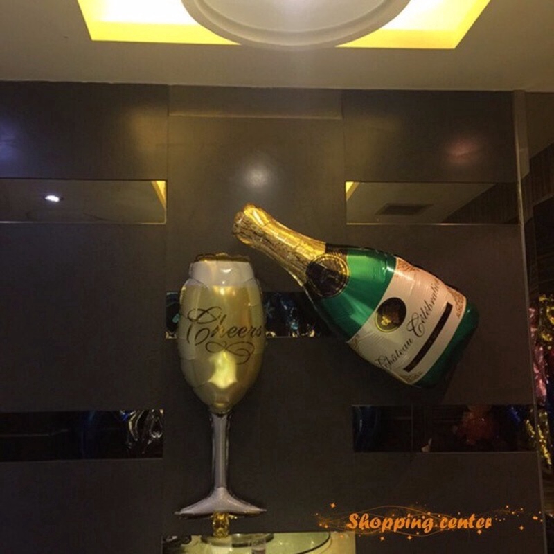 Bong Bóng Nhôm Hình Chai Rượu Sâm Panh Cỡ Lớn Trang Trí Sự Kiện