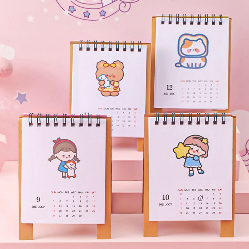 Lịch để bàn thiết kế nhỏ gọn họa tiết dễ thương