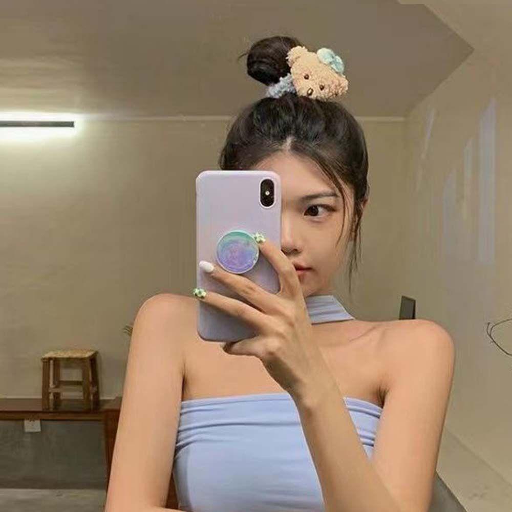 ANEMONE Dây Buộc Tóc Co Giãn Mềm Mại Hình Gấu Bông Đáng Yêu