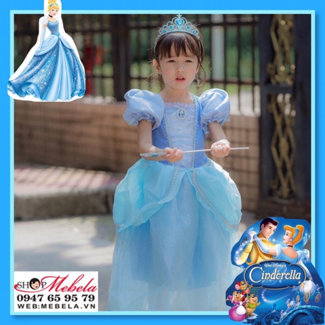 Váy đầm công chúa Lọ Lem - Cinderella cho bé 15-33kg có clip shop tự quay