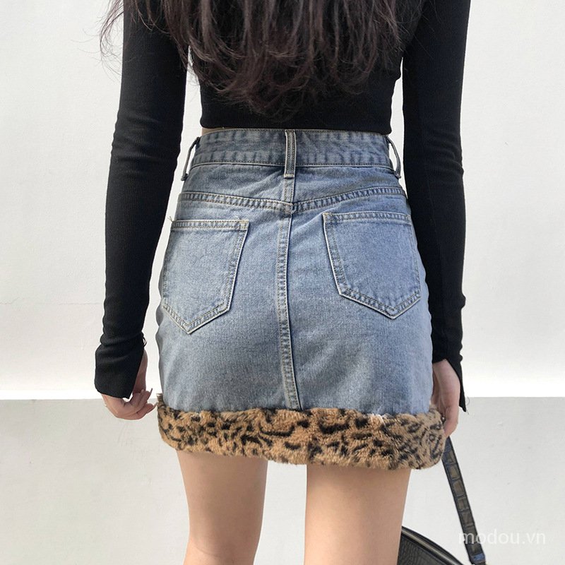 Chân Váy Denim Cạp Cao Phối Viền Họa Tiết Da Báo Sành Điệu Thời Trang | BigBuy360 - bigbuy360.vn