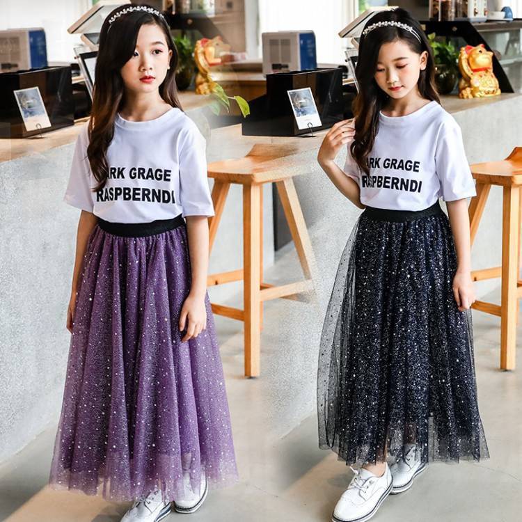 Chân váy dài họa tiết ngôi sao phong cách Hàn Quốc cho bé gái