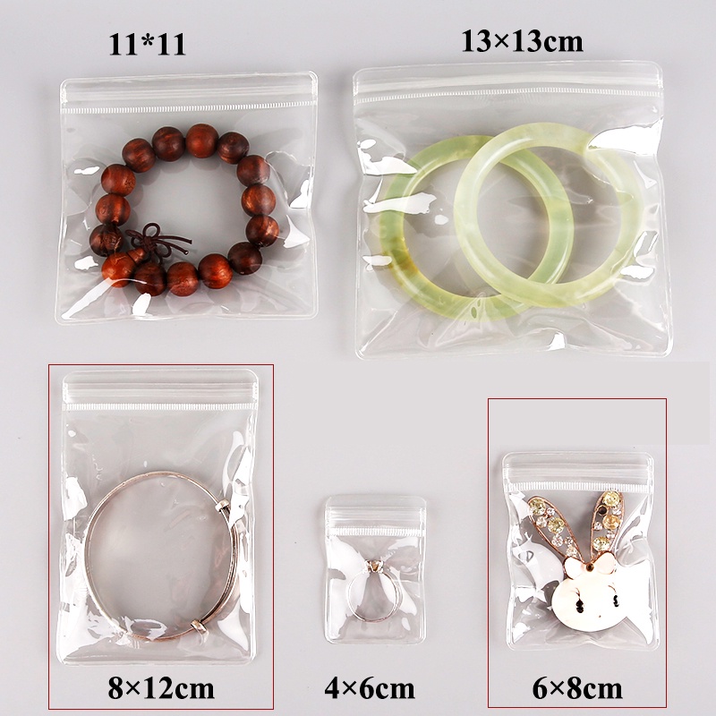 Hộp Đựng Trang Sức Bằng Nhựa PVC Trong Suốt Chống Oxy Hóa Có Khóa Kéo Tiện Dụng