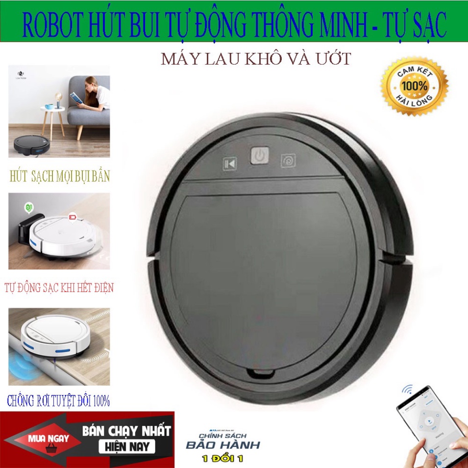 Robot Hút Bụi Lau Nhà, HCOO2, Robot Lau Nhà .Điều khiển Qua APP Điện Thoại,  Leo Bậc Thềm,Hoạt Động ,Hết Pin Máy T