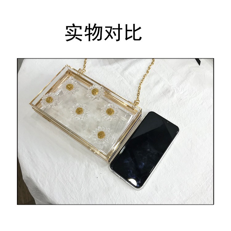 [Có Sẵn + Tặng kèm ví mini] Túi hộp trong suốt hoa cúc | BigBuy360 - bigbuy360.vn