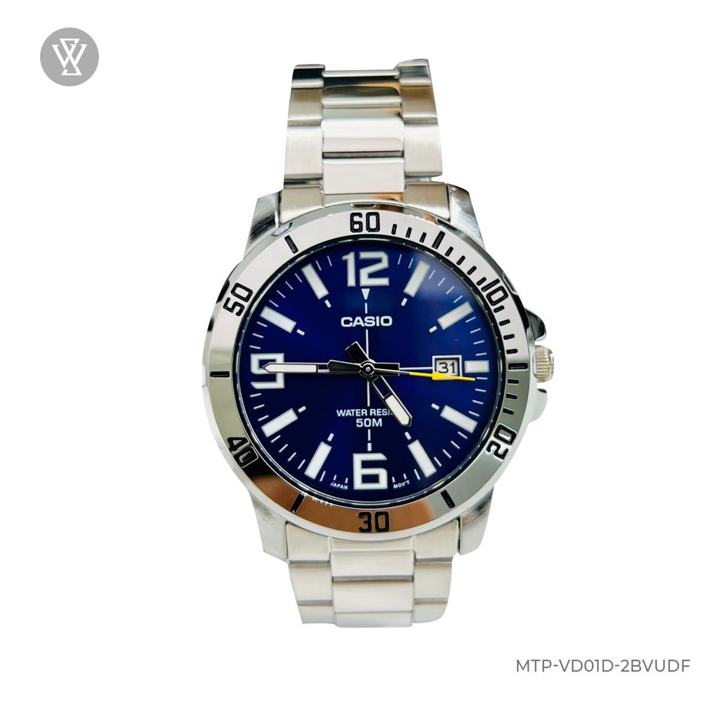 Đồng Hồ Quartz Nam Casio WATCHSTORE MTP-VD01D-2BVUDF Thiết Kế Kính Khoáng 45mm, Dây Kim Loại, Vỏ Thép Không Gỉ