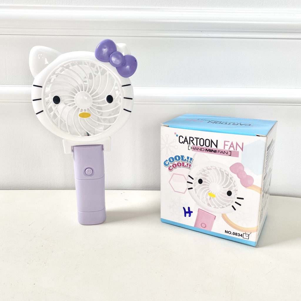 Quạt Cầm Tay Mini Cartoon Fan, Quạt Tích Điện Sạc USB Di Động, Sạc Dự Phòng Tiện Lợi - Hàng Chính Hãng Nuoiconkieuhan