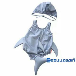❥☀✿See2pcs Tập Đi Bé Gái Bé Trai Đồ Bơi Cá Mập Trang Phục Đồ Bơi Bikini Bộ Đi Biển