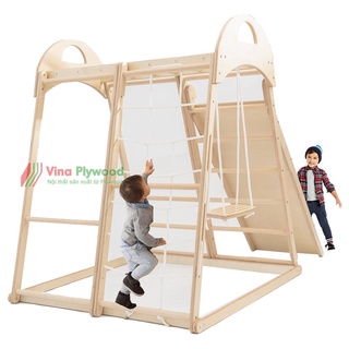 Nhà chơi leo núi bằng gỗ Plywood, nhà vận động tập thể dục cho bé