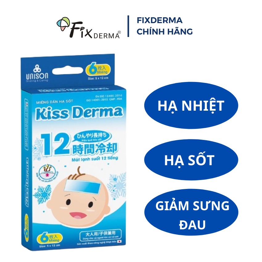 Miếng dán hạ sốt cho bé giảm đau hạ nhiệt cho người lớn Kiss Derma  Fixderma Chính Hãng
