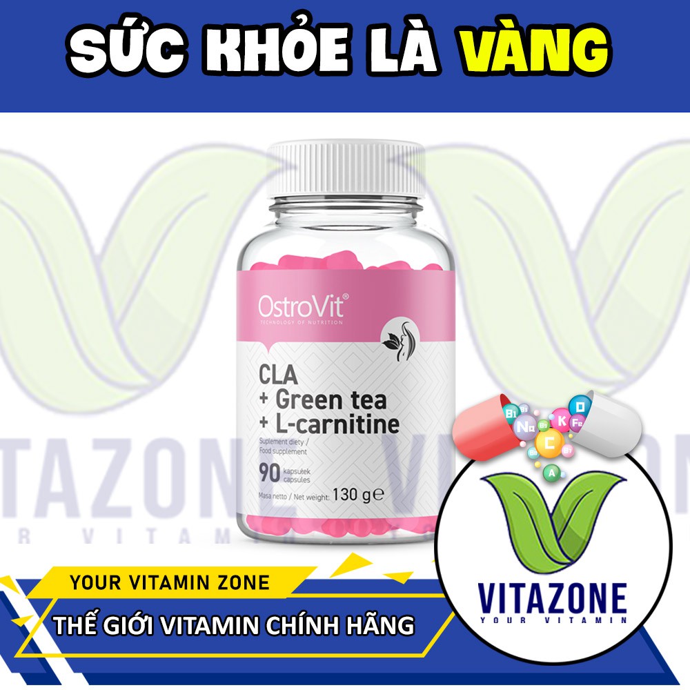  [Freeship] Viên Giảm Mỡ Tự Nhiên Ostrovit CLA + Green Tea + L-Carnitine 90 Viên