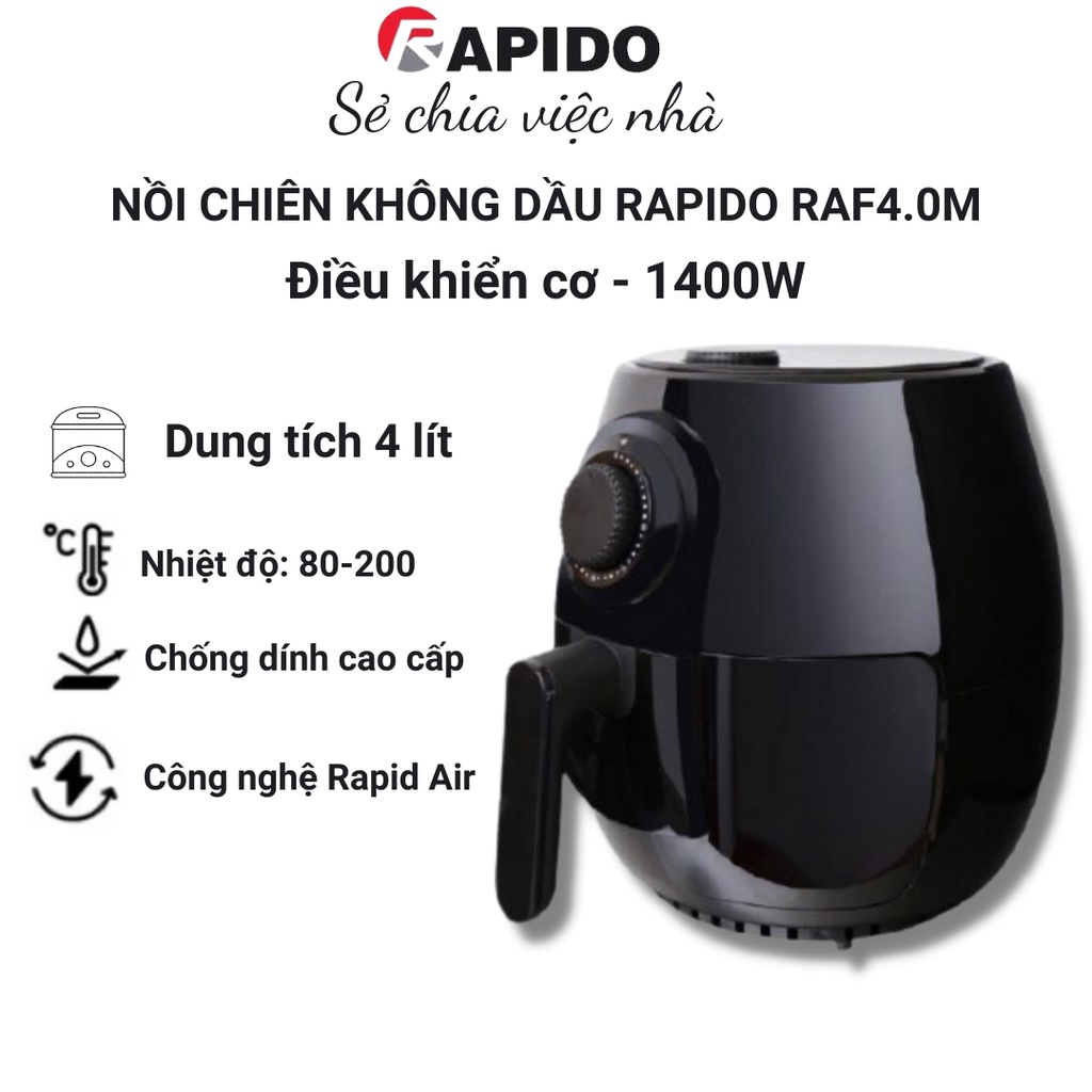 Nồi chiên không dầu 4 Lít Rapido RAF4.0M