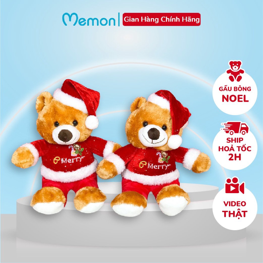 Gấu Bông Teddy đội mũ Noel Memon Cao Cấp