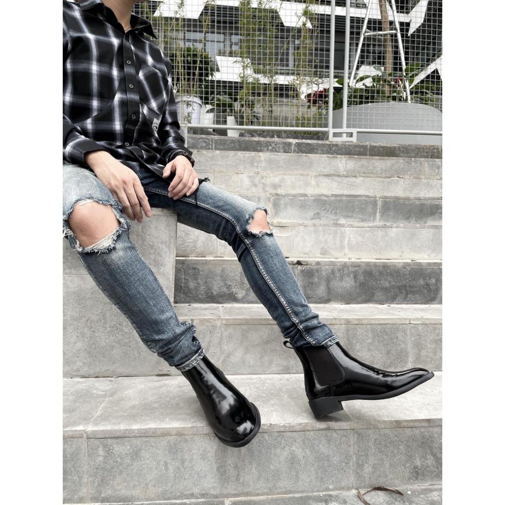 TBV Giày Da Nam Công Sở Chelsea boots Tăng Chiều Cao