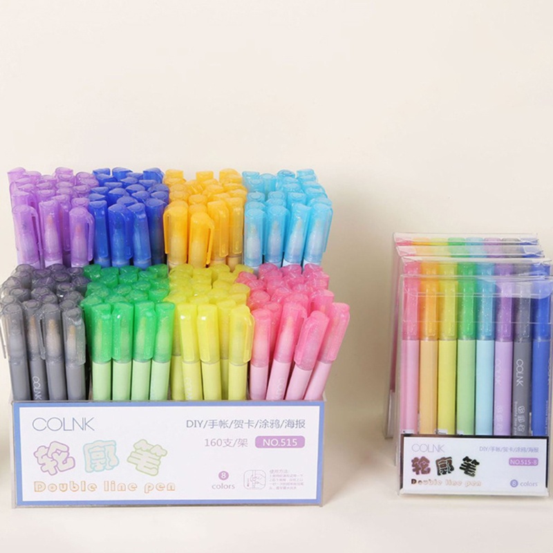 Seng Bút Đánh Dấu Hai Đường Viền Kim Loại Cao Cấp Vẽ Phác Thảo Ký Tên Cho Sổ Lưu Niệm Nghệ Thuật