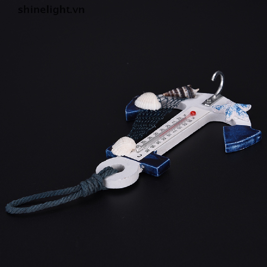 Nhiệt Kế Dạng Treo Tường Hình Mỏ Neo Bằng Gỗ Dùng Trang Trí Nghệ Thuật