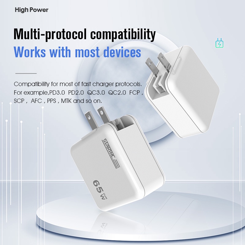 Bộ Sạc Nhanh QC3.0 Cho Pin DJI Mini 3 Pro 65W GAN