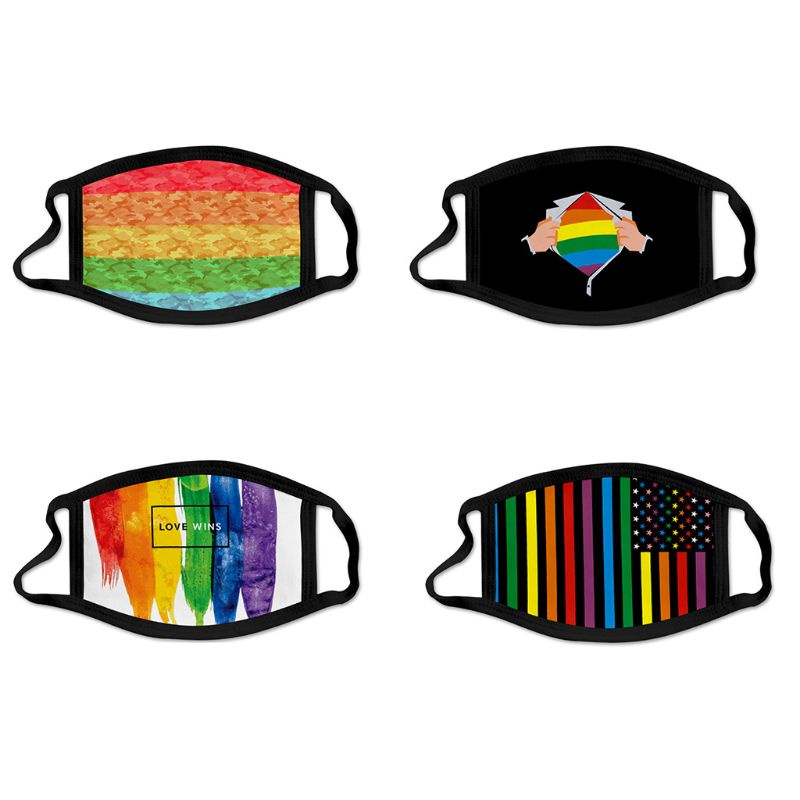 Khẩu trang lụa in kỹ thuật số sọc cầu vồng dành cho nam nữ LGBT