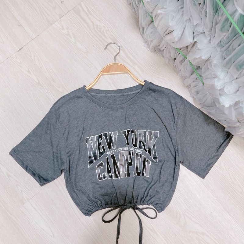 Áo thun croptop rút dây eo (kèm ảnh thật)