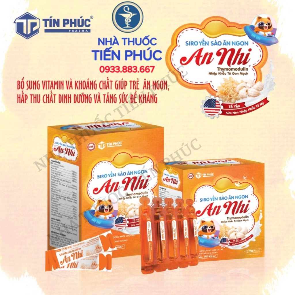 Siro yến sào ăn ngon An Nhi - Giúp tăng cân cho trẻ biếng ăn, kích thích ăn ngon, tăng sức đề kháng Hộp 20 ống x10ML