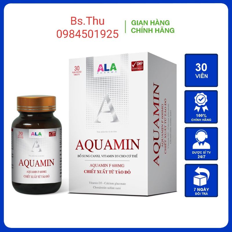 ALA AQUAMIN BỔ SUNG CANXI TỪ TẢO ĐỎ - AQUAMIN F hộp 30 viên giúp TĂNG CHIỀU CAO VƯỢT TRỘI cho trẻ