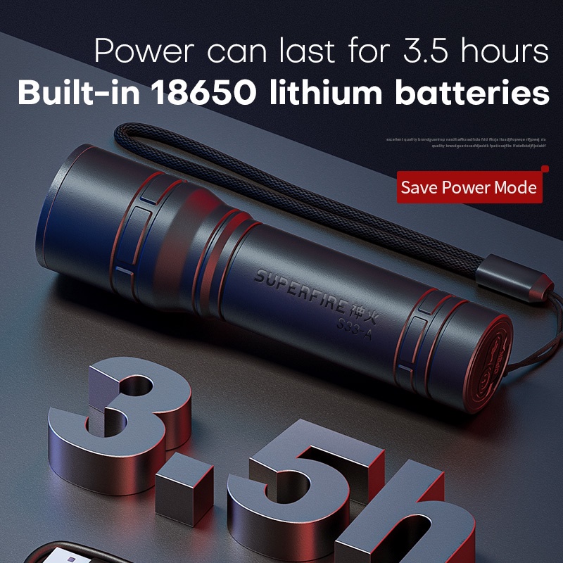 Đèn pin SUPERFIRE S33-A siêu sáng cầm tay đa năng tiện lợi