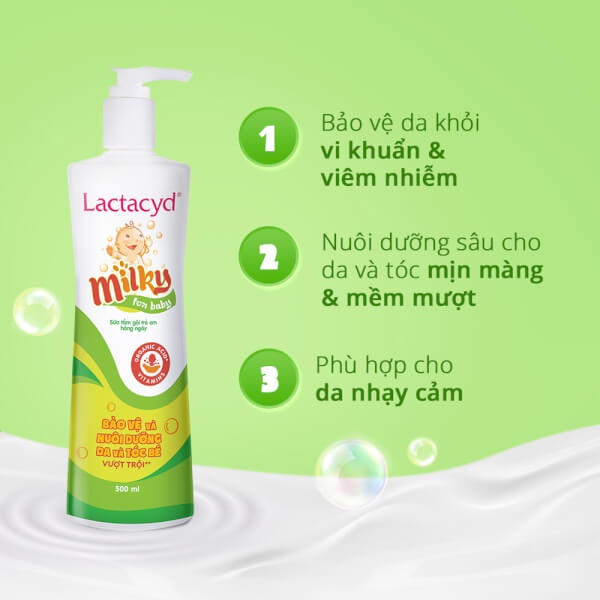 [Hàng Chính Hãng]-Bộ 2 chai Sữa Tắm Gội Trẻ Em Lactacyd Milky Bảo Vệ, Nuôi Dưỡng Da và Tóc Bé 500ml/chai