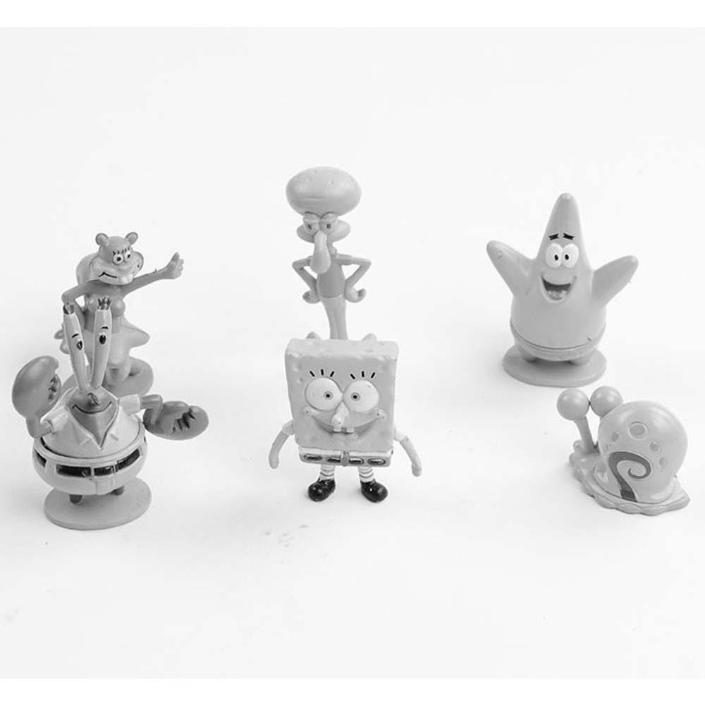 Set 6 Mô Hình Nhân Vật Phim Hoạt Hình SpongeBob Bằng PVC Trang Trí Bàn Làm Việc