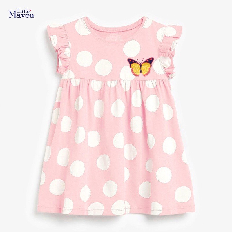 Váy tay bèo hồng chấm bi Little Maven 2-7Y