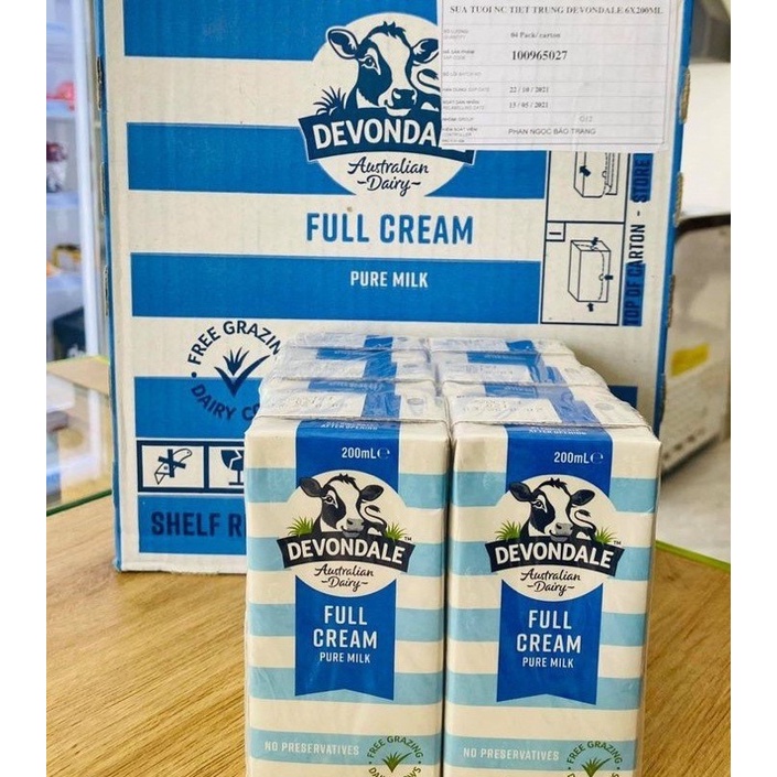 SỮA TƯƠI NGUYÊN KEM DEVONDALE – THÙNG 24 HỘP - ÚC - date 02/2022