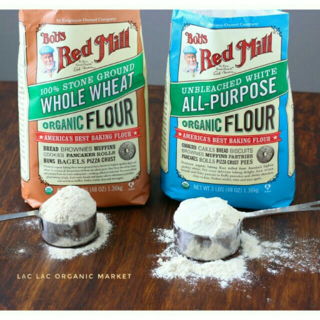 Bob s Red Mills Bột mì hữu cơ không tẩy trắng làm bánh cho bé ăn dặm, gói