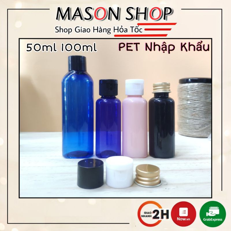 LỌ CHIẾT MỸ PHẨM NẮP BẬT/NHÔM/VẶN 50ml/100ml VỎ BÌNH CHAI NHỰA PET Hồng/Đen/Xanh Nhập Khẩu