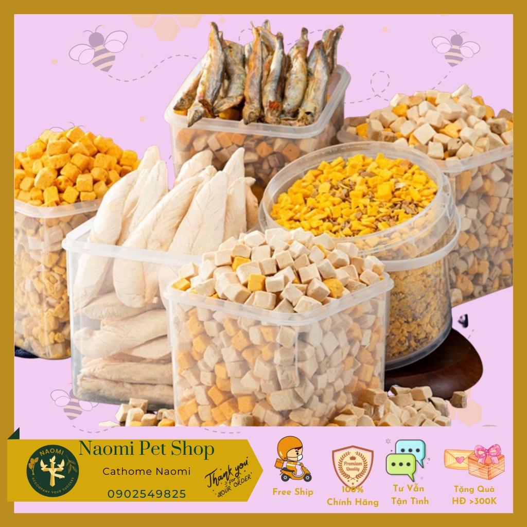 Thịt đông khô/ thức ăn sấy khô/ snack dinh dưỡng chó mèo 500gr