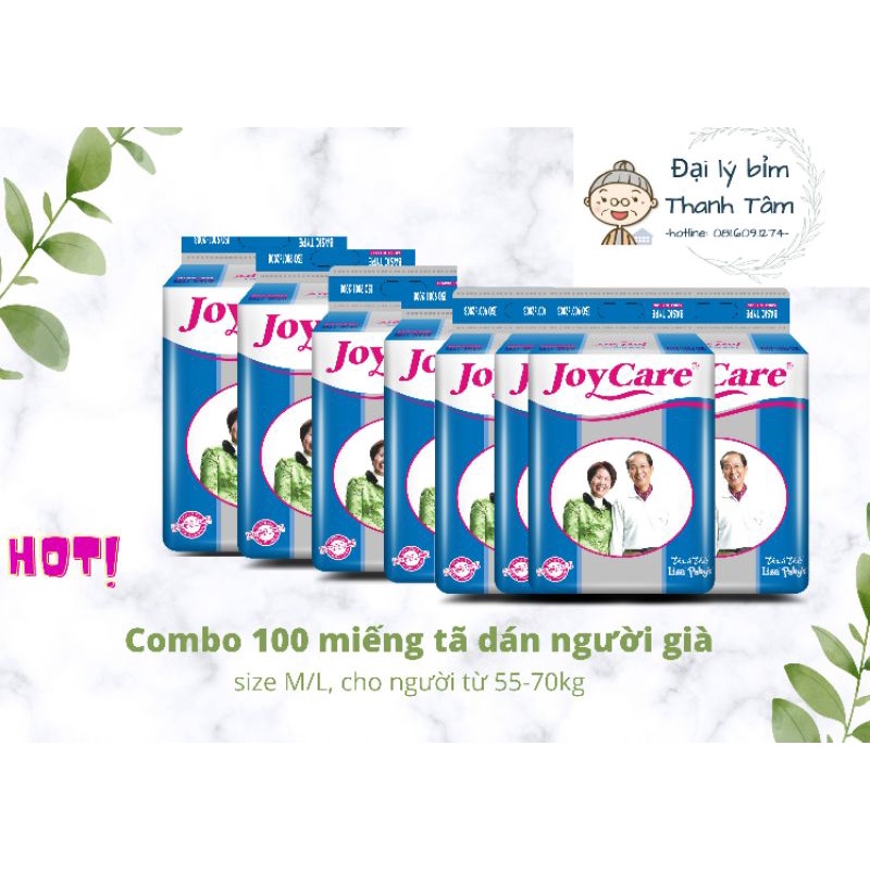 Combo 100 miếng Bỉm cho người già JOYCARE, size M/L- Hàng loại 1
