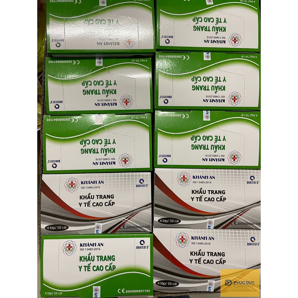 Khẩu trang y tế 4 lớp kháng khuẩn Khánh An - Màu Xám (50 cái/hộp)