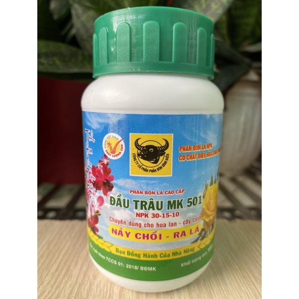 Phân bón ra lá, nảy chồi - đầu trâu MK 501 -phân chuyên cho hoa lan, rau và cây cảnh