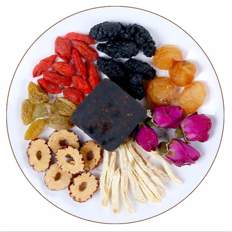 Trà bát bảo gừng đường đỏ 7 gói 210gr - đường đen Vân Nam, táo tàu, gừng, hoa hồng, kỷ tử, dâu tằm, long nhãn, nho khô | BigBuy360 - bigbuy360.vn