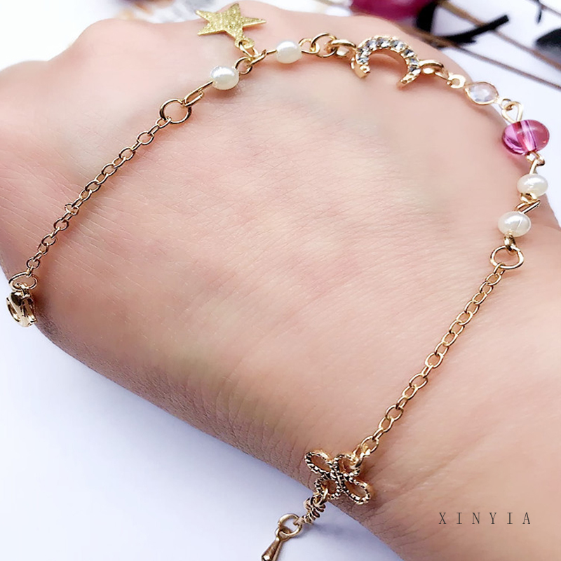 Vòng tay mặt hình trăng sao phong cách Hàn Quốc trẻ trung cho nữ