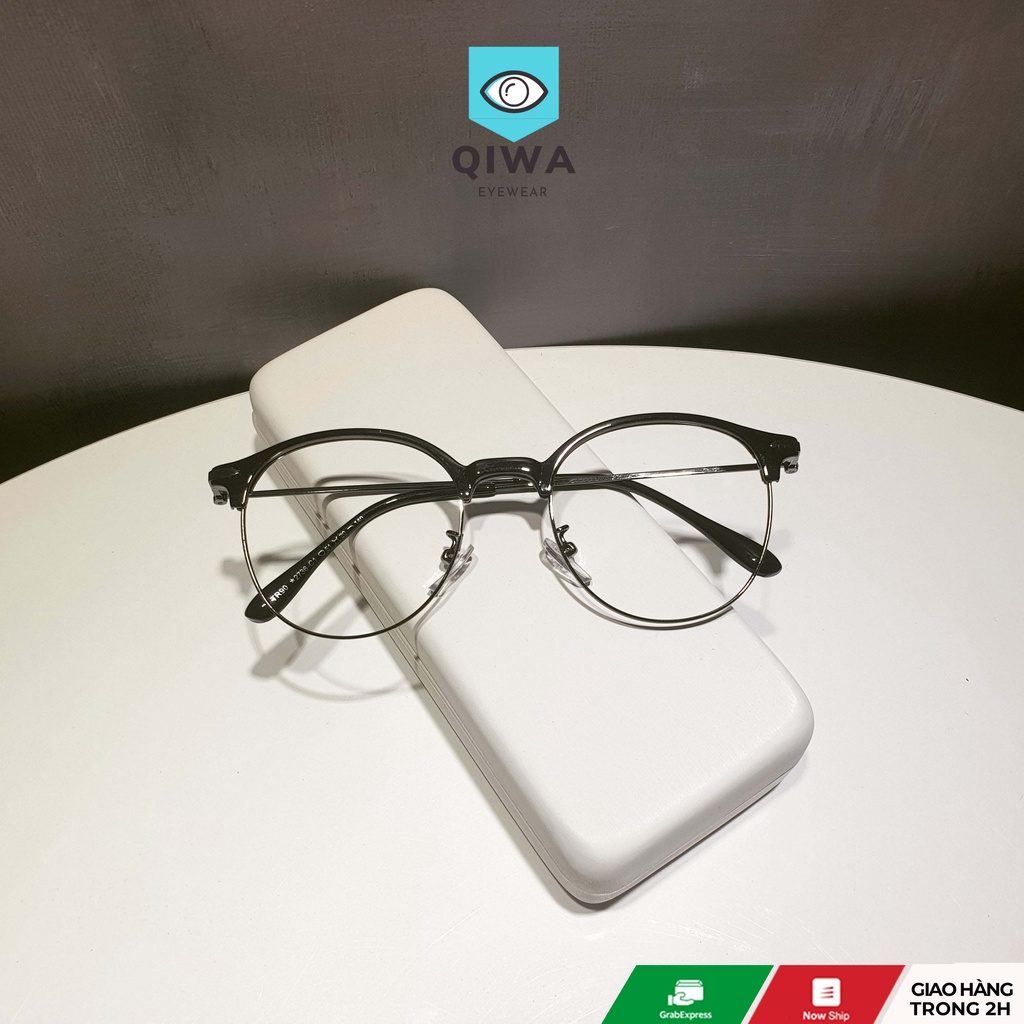 Gọng kính cận mắt nửa tròn nam nữ cá tính, kính mắt Qiwa Eyewear - 2736