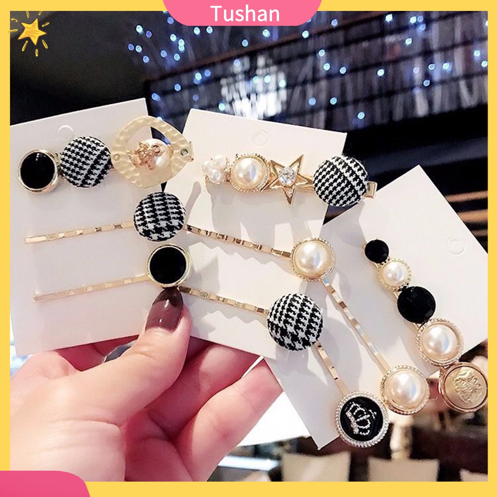 Set 3 Kẹp Tóc Nữ Đính Ngọc Trai