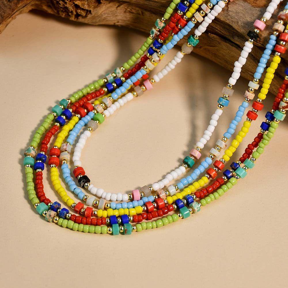 Vòng cổ Hạt Mã Não Nhiều Màu Phong Cách Bohemian Thời Trang VANES1