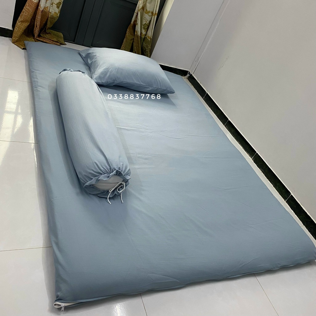 Bọc Nệm,Aó Nệm Topper 2 Mặt Có Khóa Khéo Vải Cotton Tici Thoáng Mát Kích Thước 1m/1m2/1m4/1m6/1m8 x 2m dày 5-9cm.
