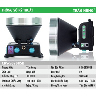 Đèn Pin Đội Đầu Cao Cấp CKV-5678USB