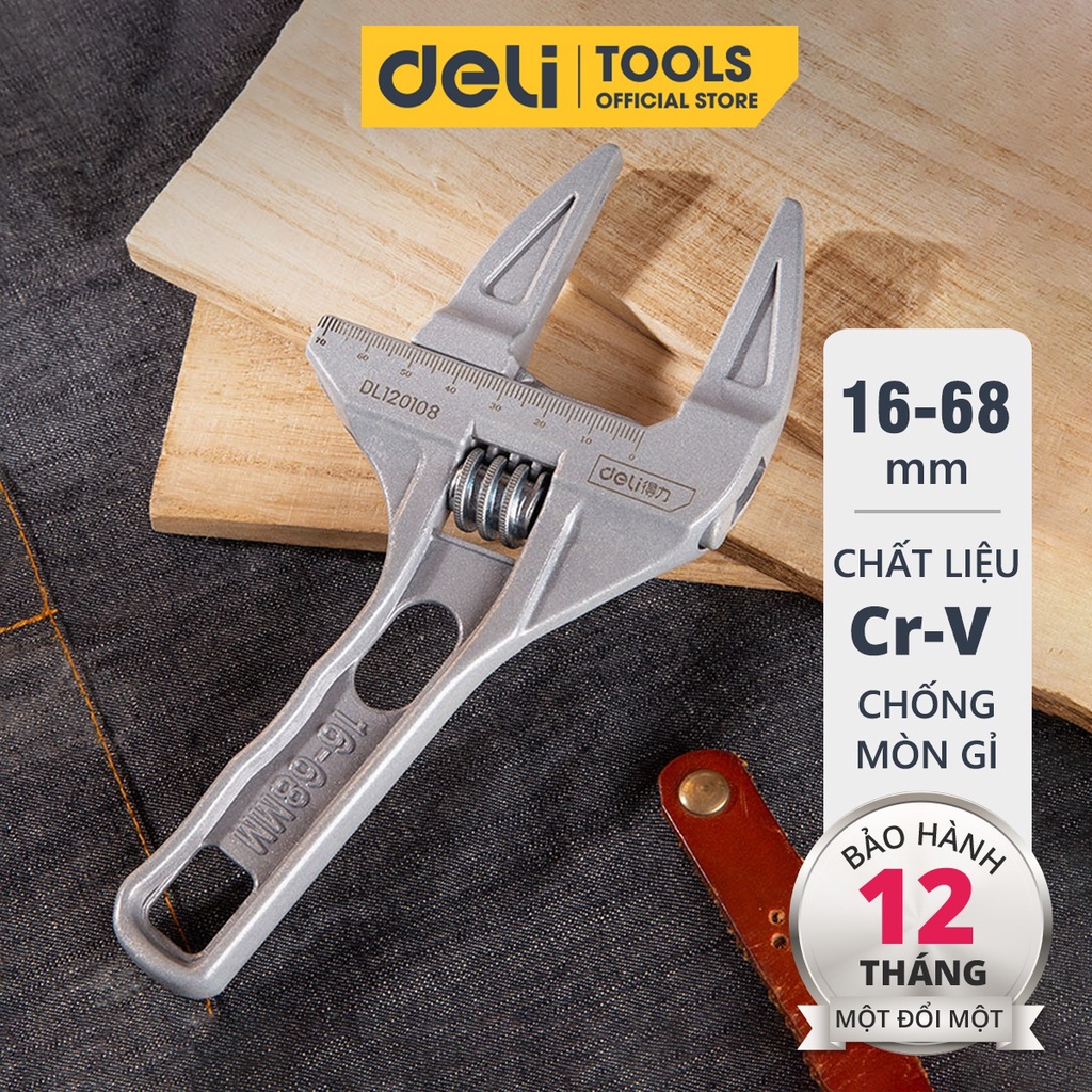 Mỏ Lết Đa Năng Deli Cao Cấp 16-68mm - Tiện Dụng Cho Công Việc Sửa Chữa - Chất Liệu Thép Chống Ăn Mòn Chắc Chắn DL120108