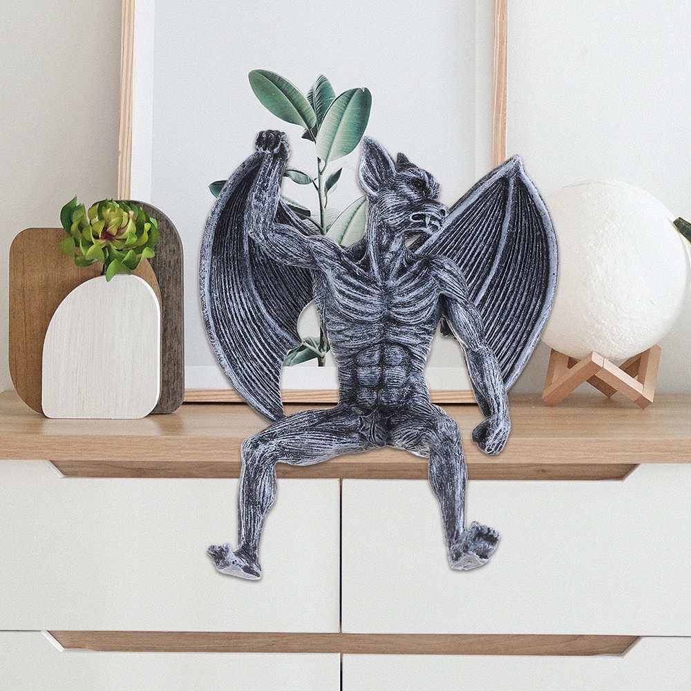 BEAUTY Home Garden Decoration Statue Art Sculpture Ghost Bat Gargoyle New Creative Resin Retro Angel Wings