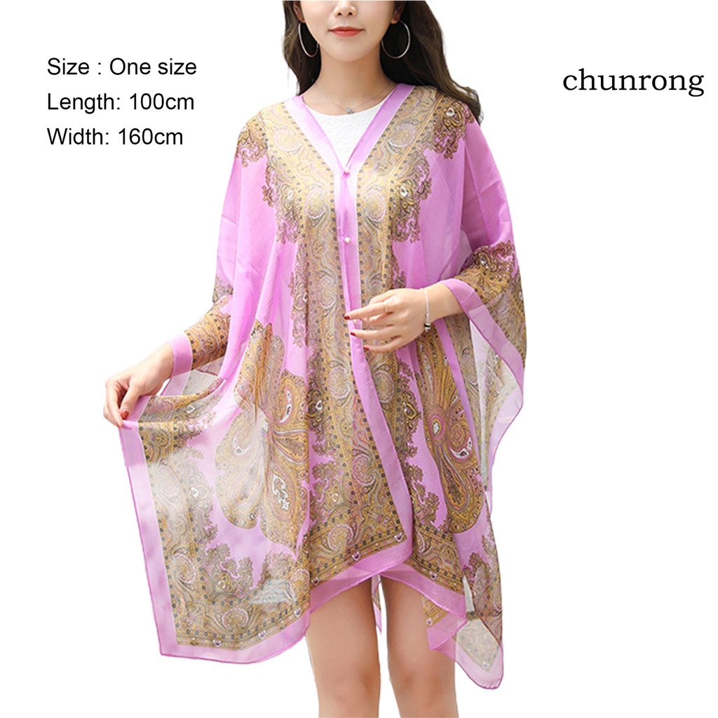 Áo Choàng Dáng Rộng In Họa Tiết Độc Đáo Thời Trang Đi Biển Quyến Rũ Cho Nữ